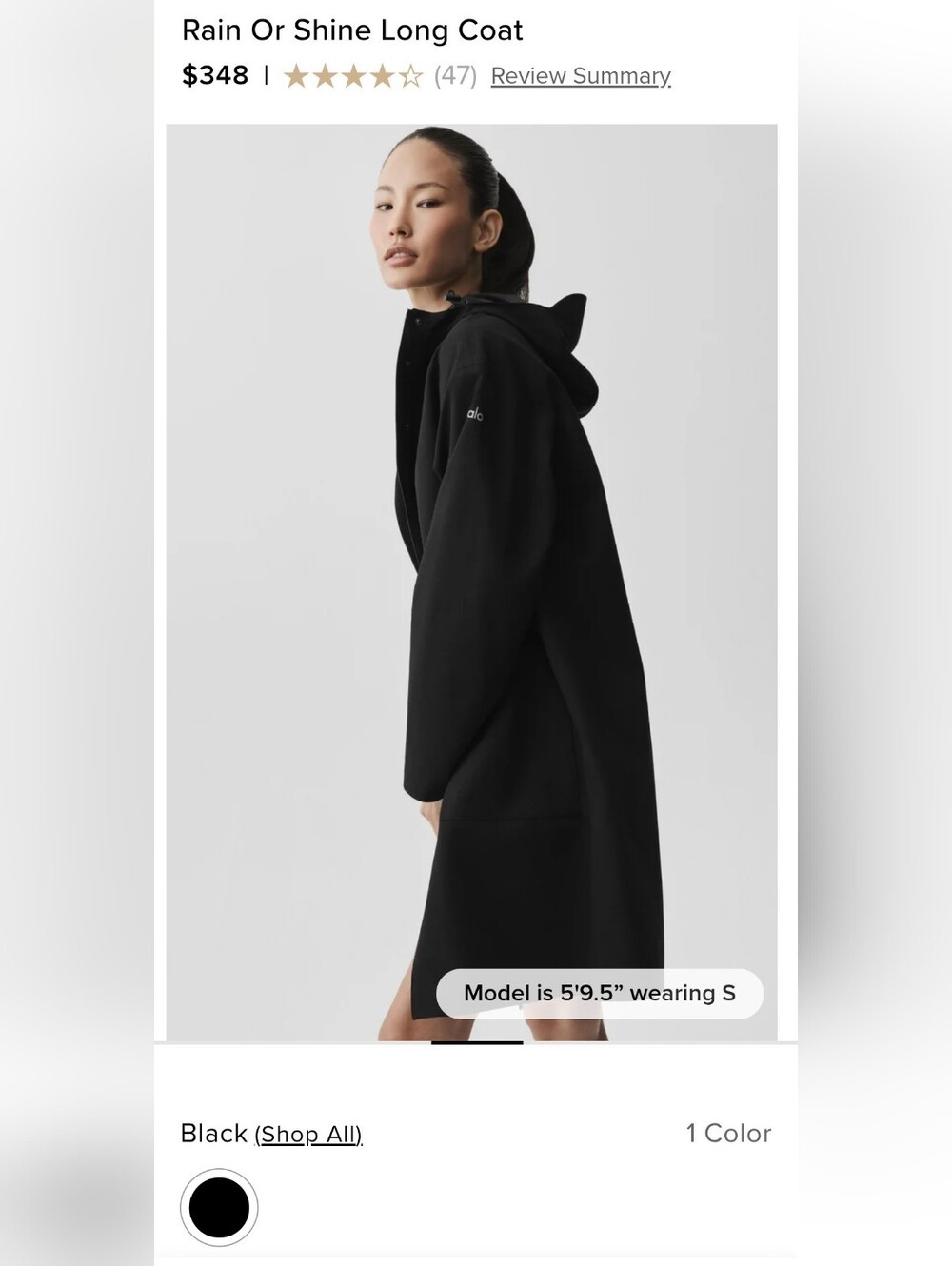 ALO Rain Or Shine Long Coat - Black